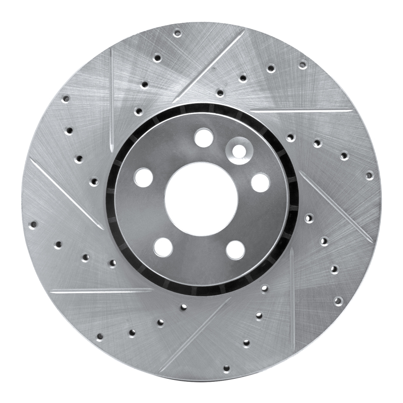 Volvo XC60 Brake Rotor (1) - Front Left - R1 Concepts - Drilled & Slotted - Silver - `10-`16